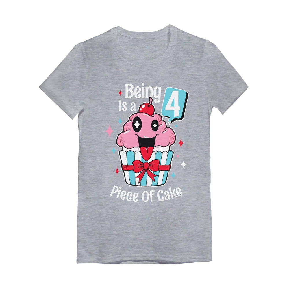 4 Year Old Girl 4th Birthday Funny Cupcake Toddler Girls' Fitted T-Shirt