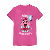 4 Year Old Girl 4th Birthday Funny Cupcake Toddler Girls' Fitted T-Shirt
