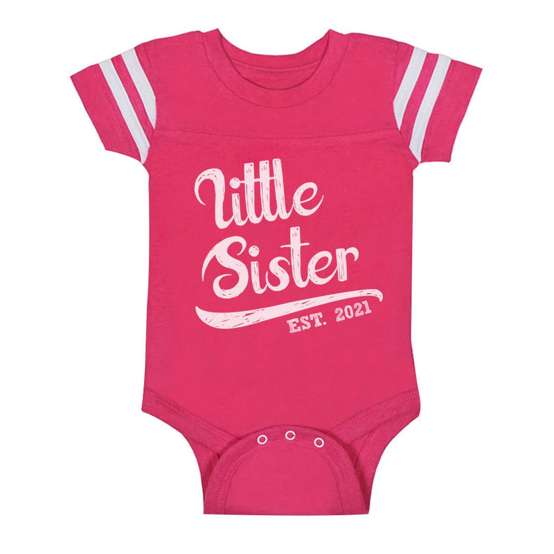 Little Sister 2021 Cute Siblings Outfit Lil Sis Girls Baby Jersey Bodysuit