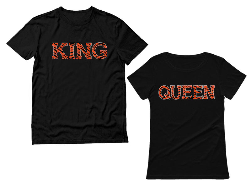 King Queen Tiger Matching Couple Set His and Hers T-Shirts Anniversary Gifts