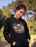 Rose Eye Sugar Skulls - Day of The Dead Gothic Women Hoodie