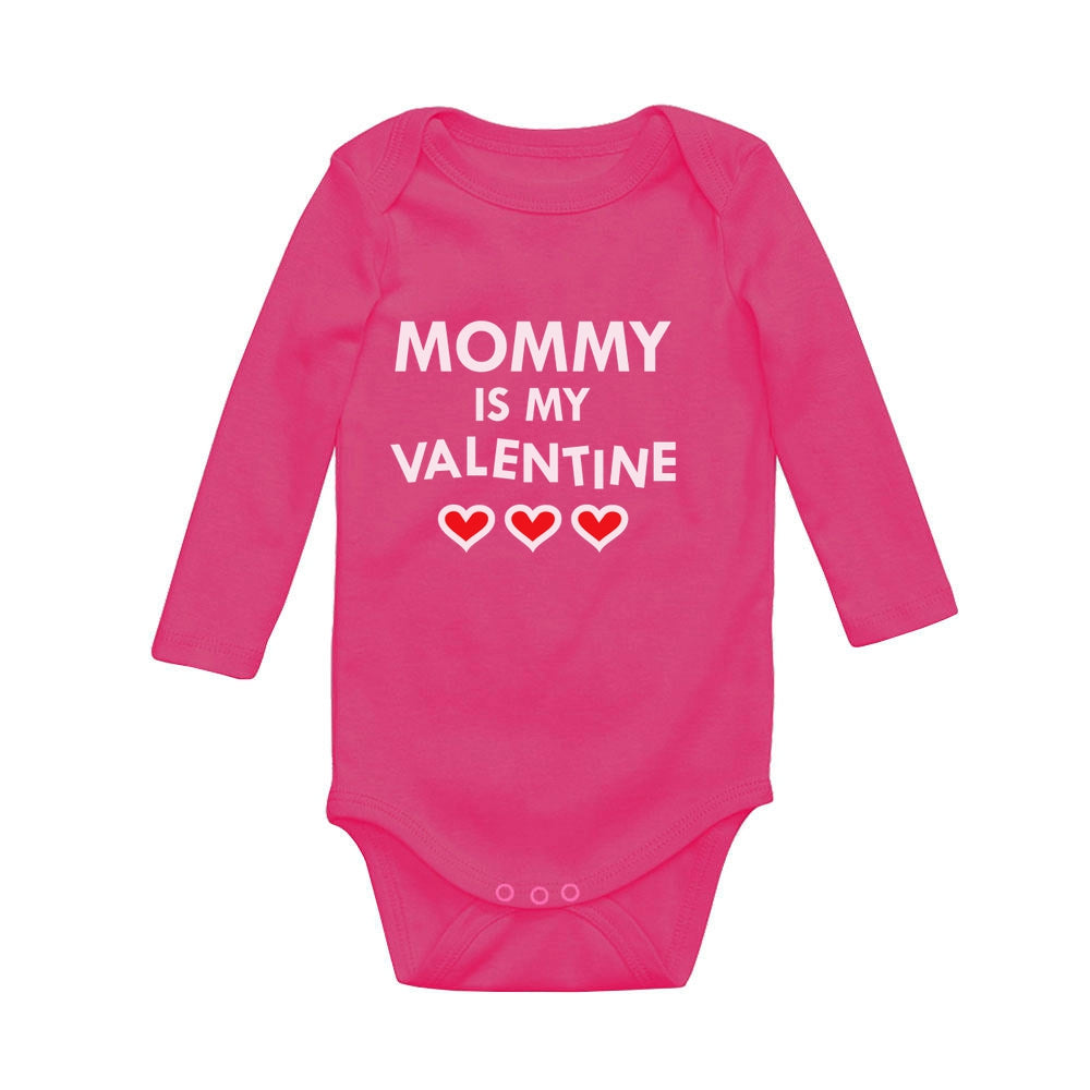 Mommy  Is My Valentine Baby Long Sleeve Bodysuit