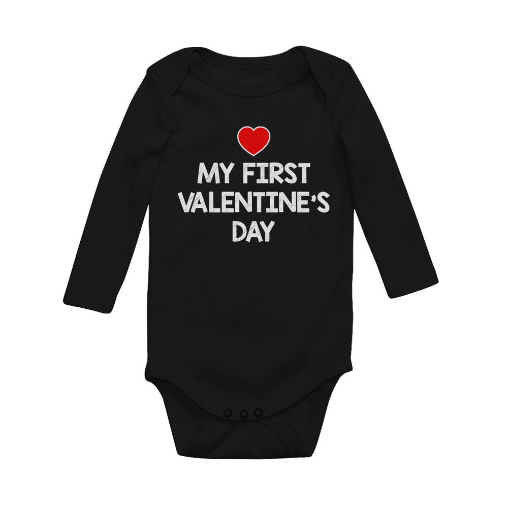 My First Valentine's Day Baby Long Sleeve Bodysuit