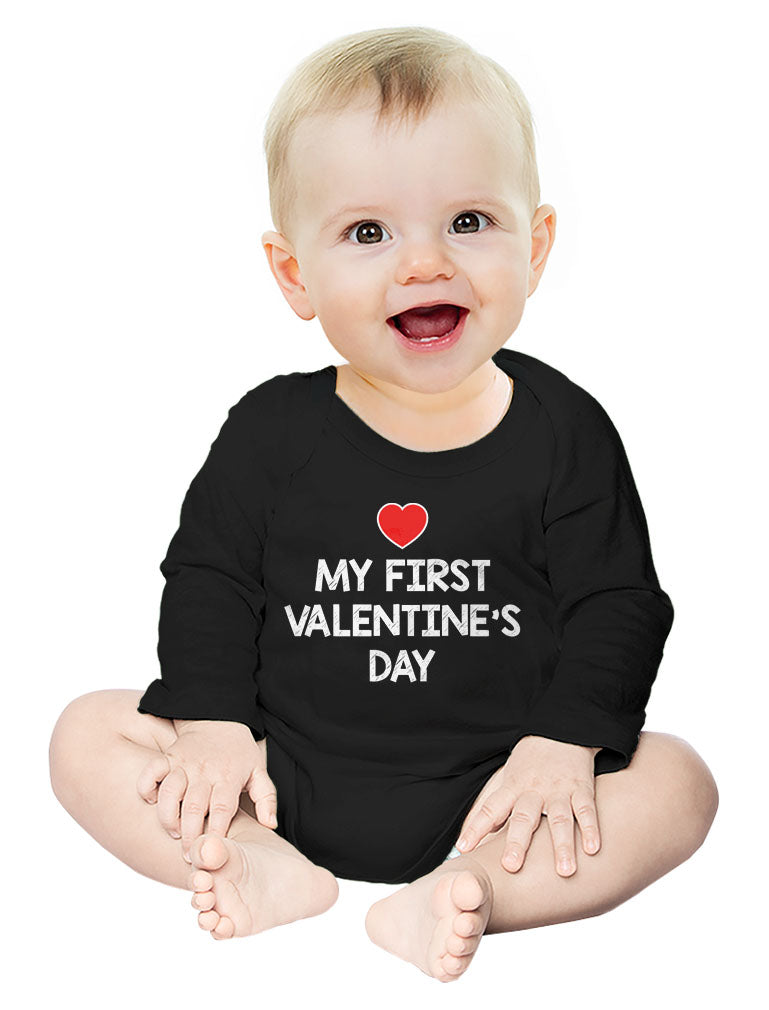 My First Valentine's Day Baby Long Sleeve Bodysuit