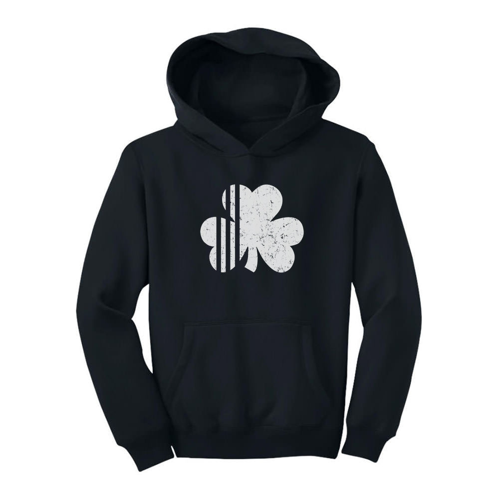 White St Patrick's Day Clover Youth Hoodie