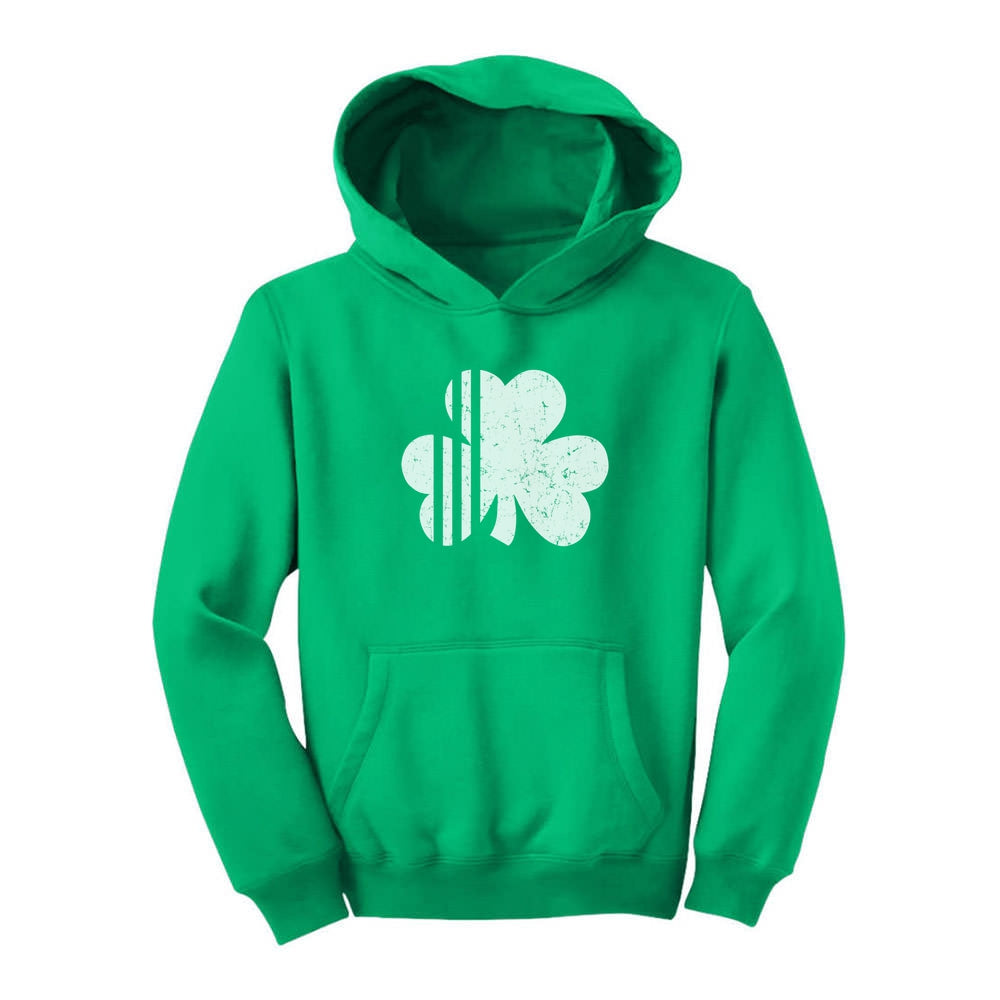 White St Patrick's Day Clover Youth Hoodie