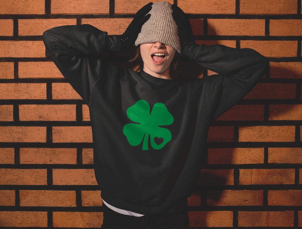 Green Clover Heart Women Sweatshirt