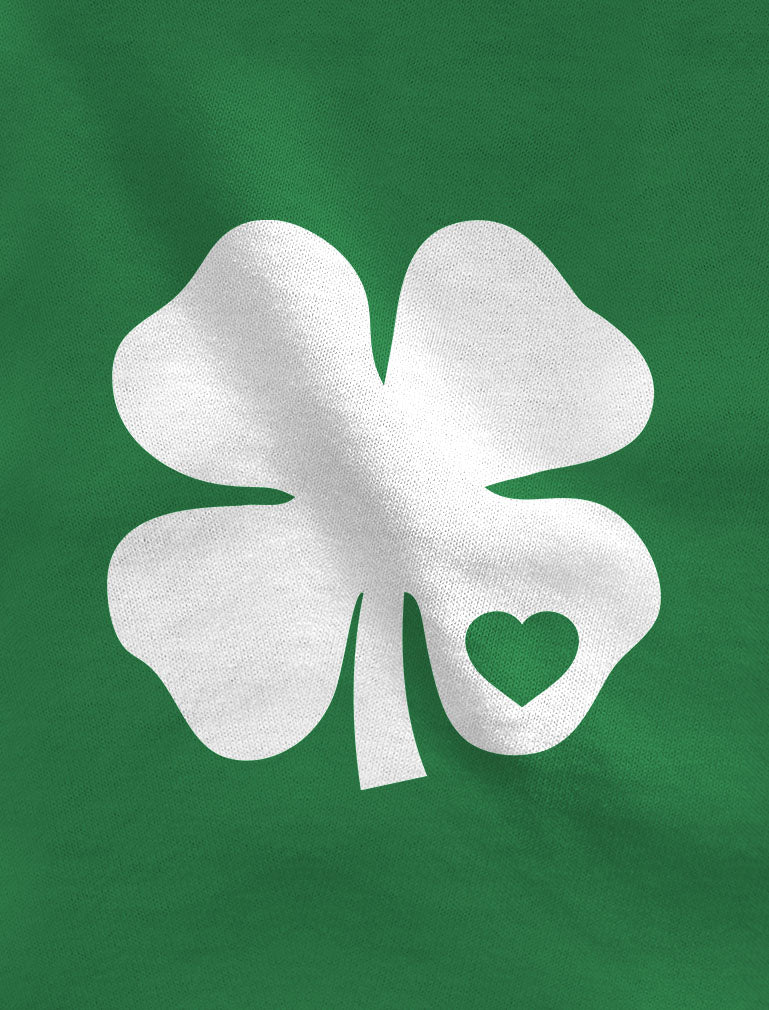 White Clover Heart Cute St Patrick's Day Baby Long Sleeve Bodysuit
