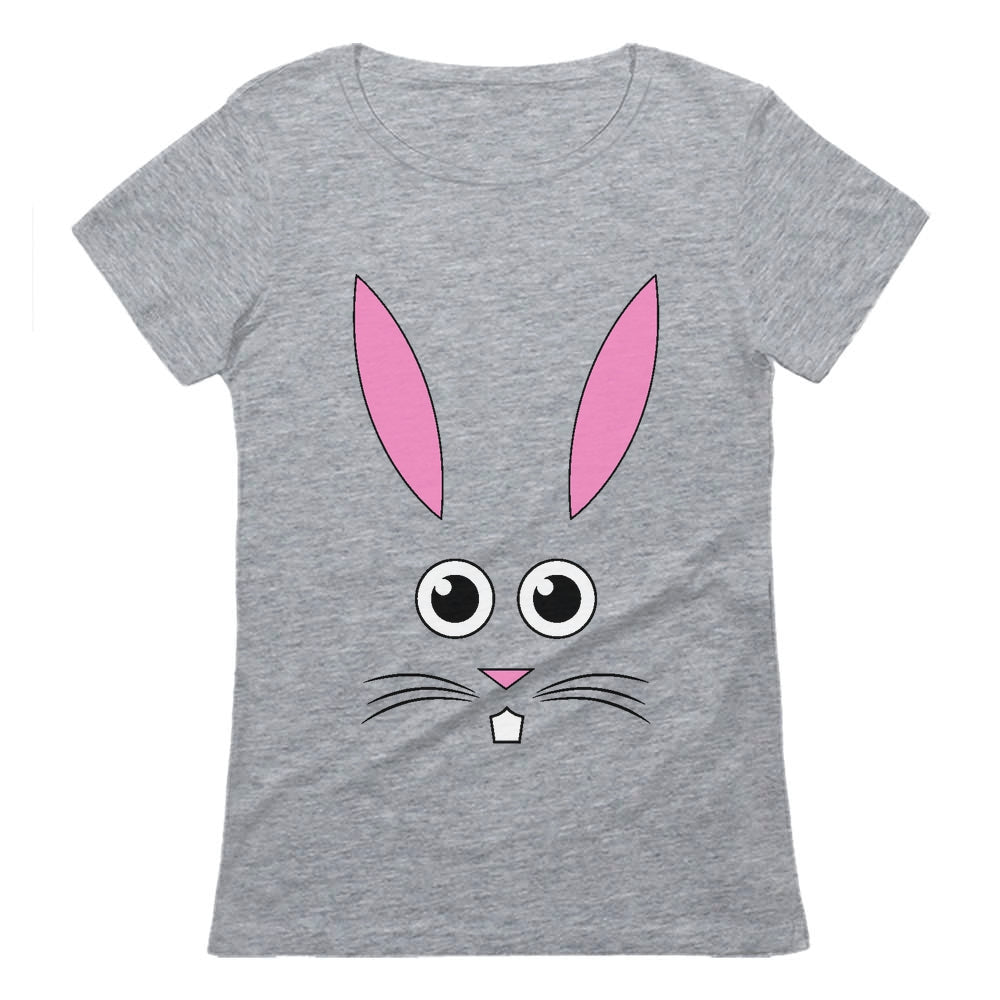 Cute Easter Bunny Face Cartoon Women T-Shirt