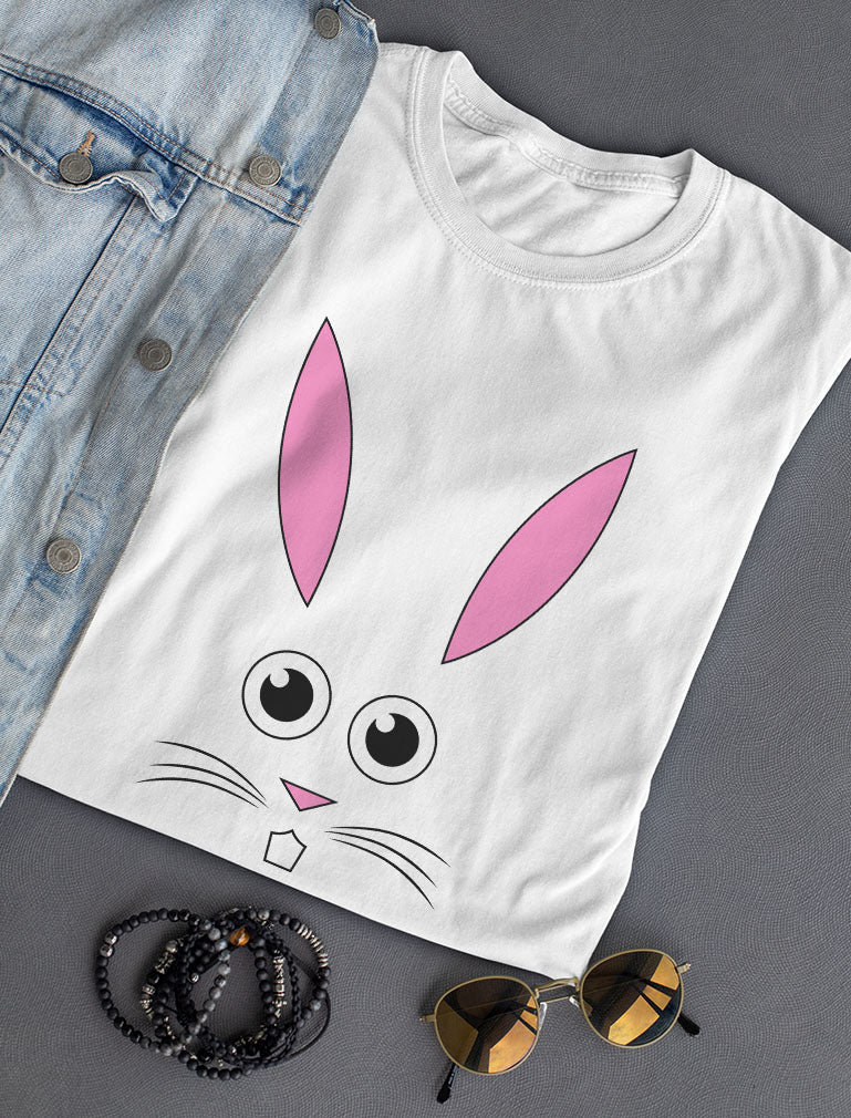 Cute Easter Bunny Face Cartoon Women T-Shirt