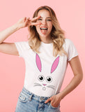 Cute Easter Bunny Face Cartoon Women T-Shirt