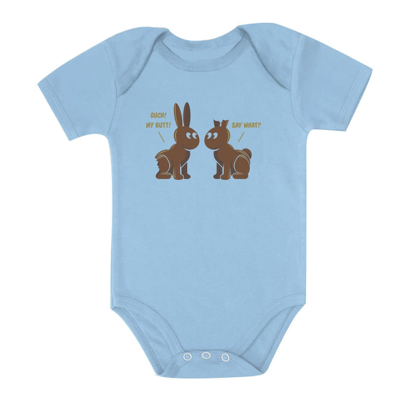 Ouch my Butt Cute Chocolate Bunnies Baby Bodysuit