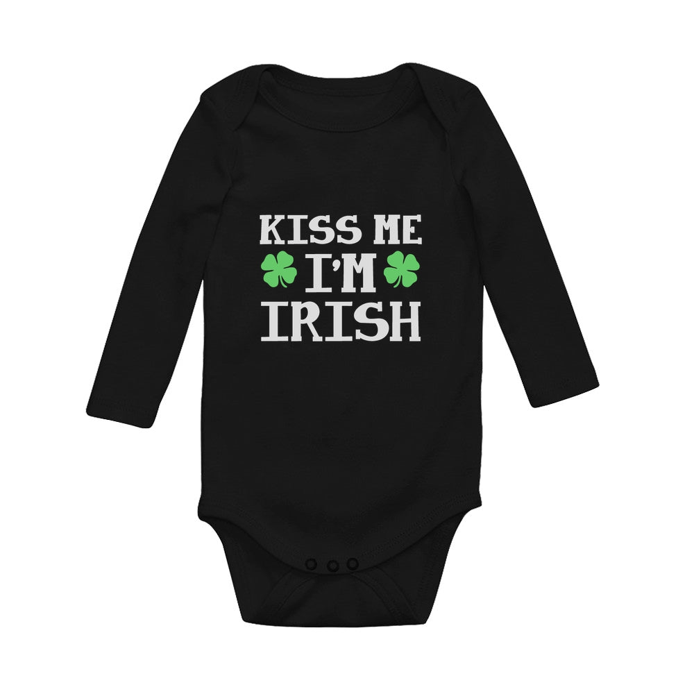 Kiss Me I'm Irish Cute First St Patrick's Day Baby Long Sleeve Bodysuit