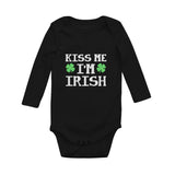 Kiss Me I'm Irish Cute First St Patrick's Day Baby Long Sleeve Bodysuit