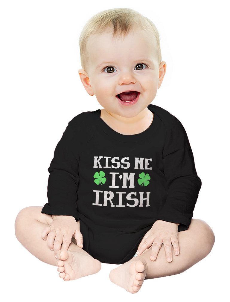 Kiss Me I'm Irish Cute First St Patrick's Day Baby Long Sleeve Bodysuit