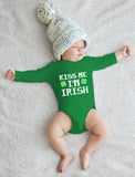Kiss Me I'm Irish Cute First St Patrick's Day Baby Long Sleeve Bodysuit 