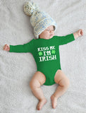 Kiss Me I'm Irish Cute First St Patrick's Day Baby Long Sleeve Bodysuit