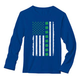 Irish Clover American Flag Long Sleeve T-Shirt 