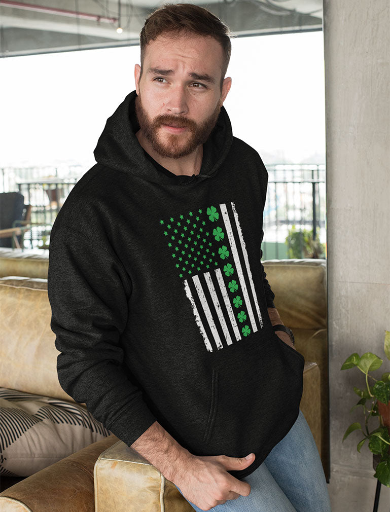 Irish Clover American Flag Hoodie