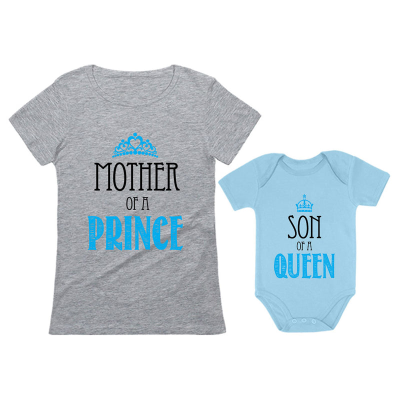 Mommy of a Prince Son of a Queen Matching Mommy and Me T-Shirt and Bodysuit Set