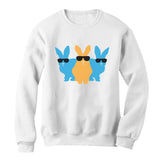 Hip Trio Bunnies Shades Funny Hipster Easter Women Sweatshirt