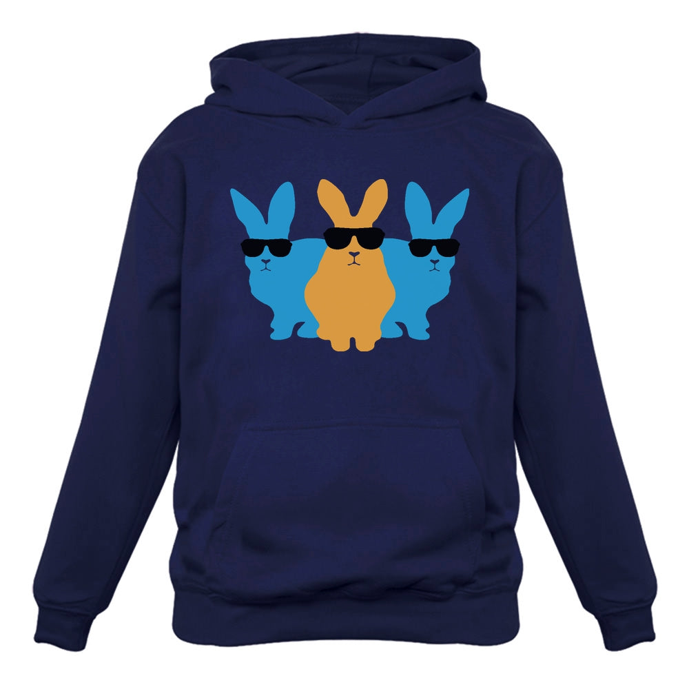 Hip Trio Bunnies Shades Funny Hipster Easter Hoodie