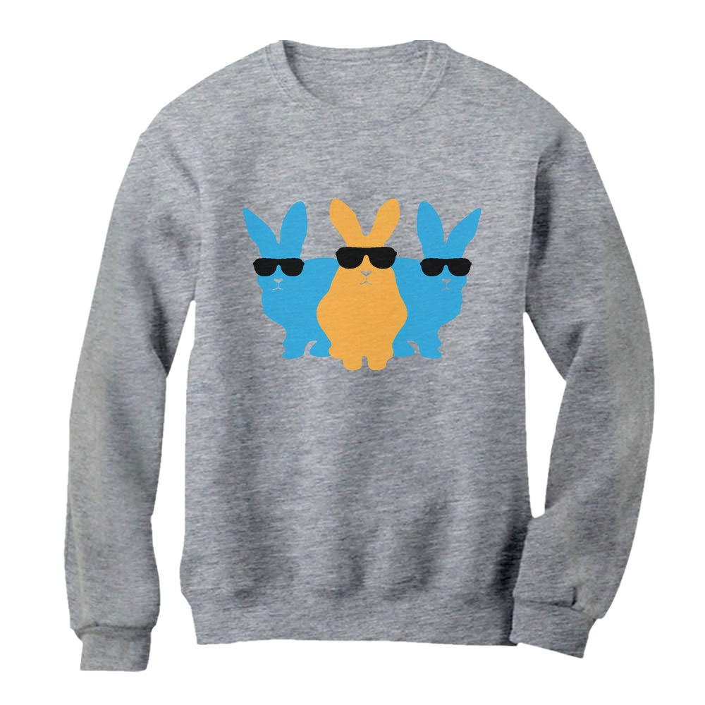 Hip Trio Bunnies Shades Funny Hipster Easter Women Sweatshirt