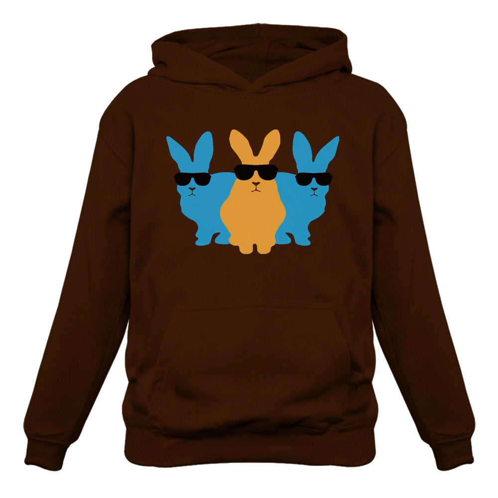 Hip Trio Bunnies Shades Funny Hipster Easter Hoodie