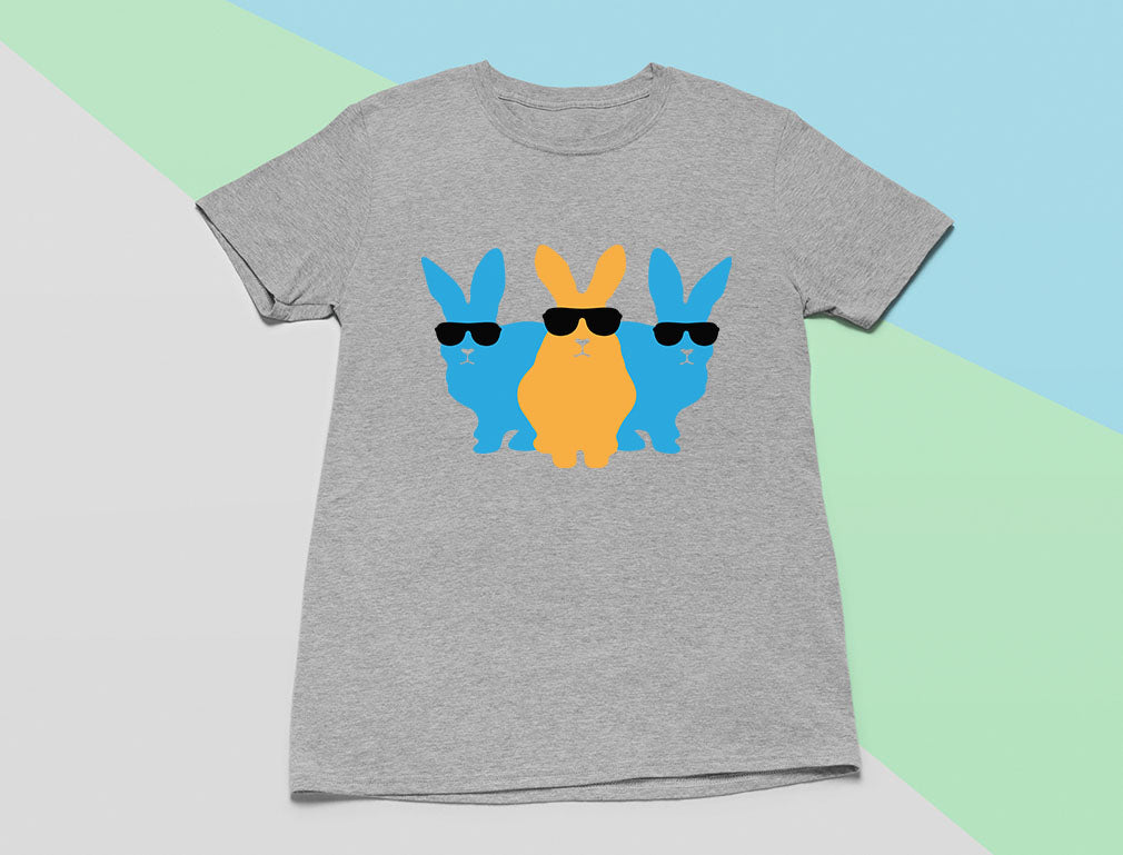 Hip Trio Bunnies Shades Funny Hipster Easter T-Shirt