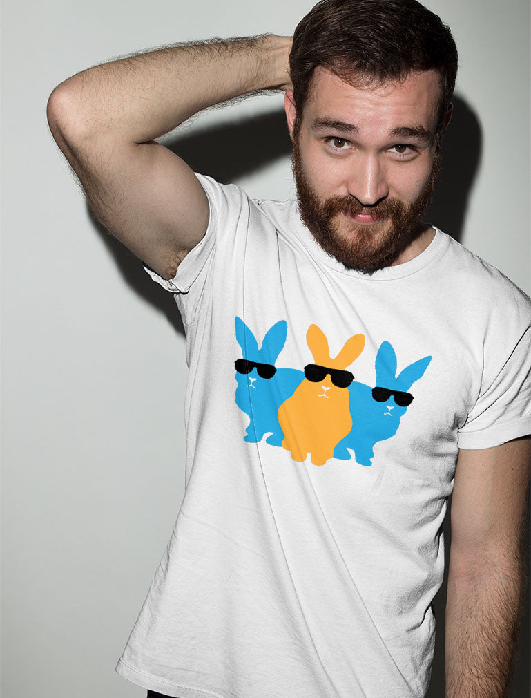 Hip Trio Bunnies Shades Funny Hipster Easter T-Shirt