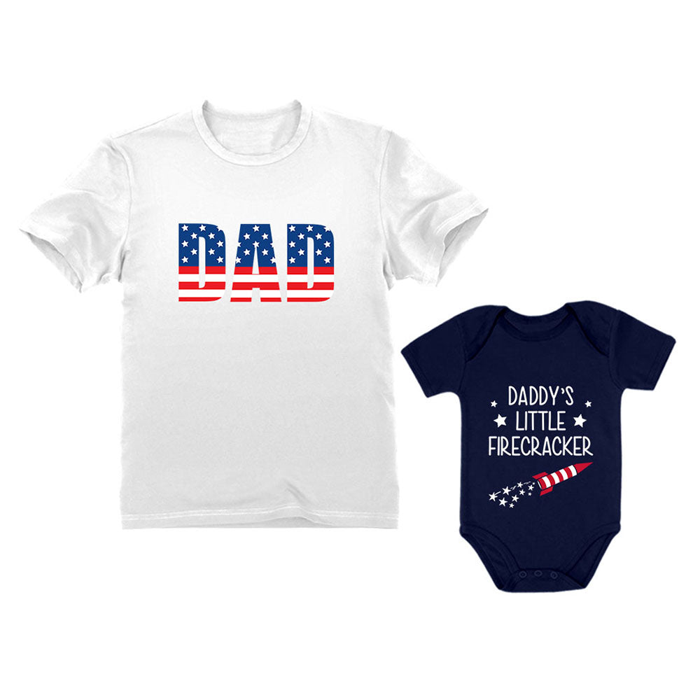 USA Dad - Daddy's Little Firecracker Matching Set
