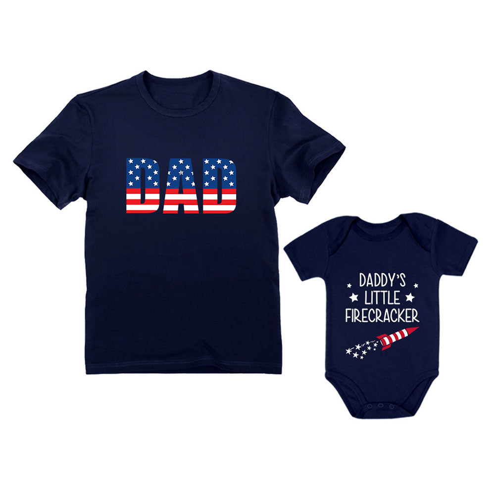 USA Dad - Daddy's Little Firecracker Matching Set