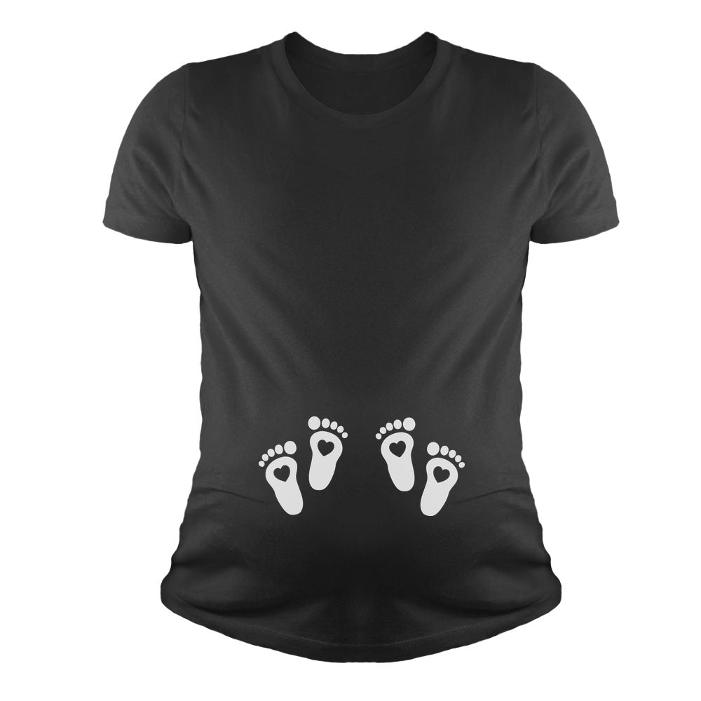 Twin Babies Footprints Maternity Shirt