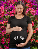Twin Babies Footprints Maternity Shirt 