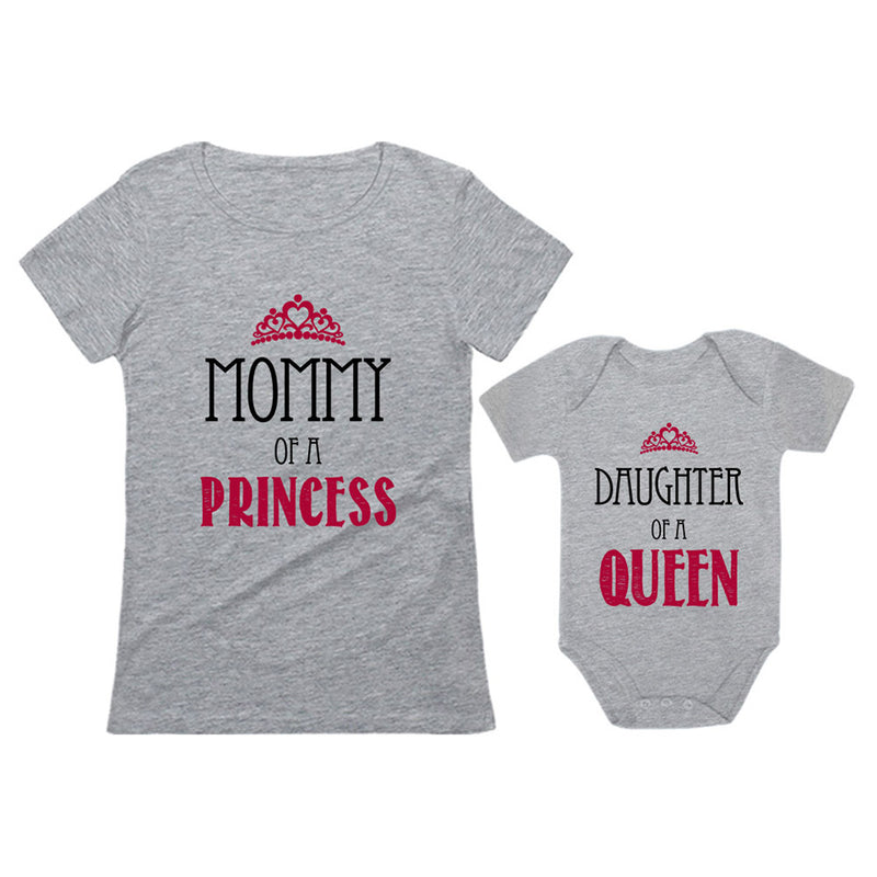 Mommy of a Princess Daughter of a Queen Mommy and Me T-Shirt and Bodysuit Set