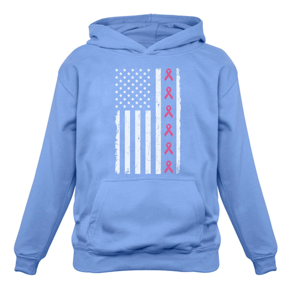 Breast Cancer Awareness Ribbons U.S Flag Women Hoodie