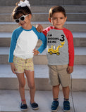 Construction Party 3rd Birthday Gift 3/4 Sleeve Baseball Jersey Toddler Shirt