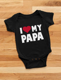 I Love Heart My Papa Baby Bodysuit