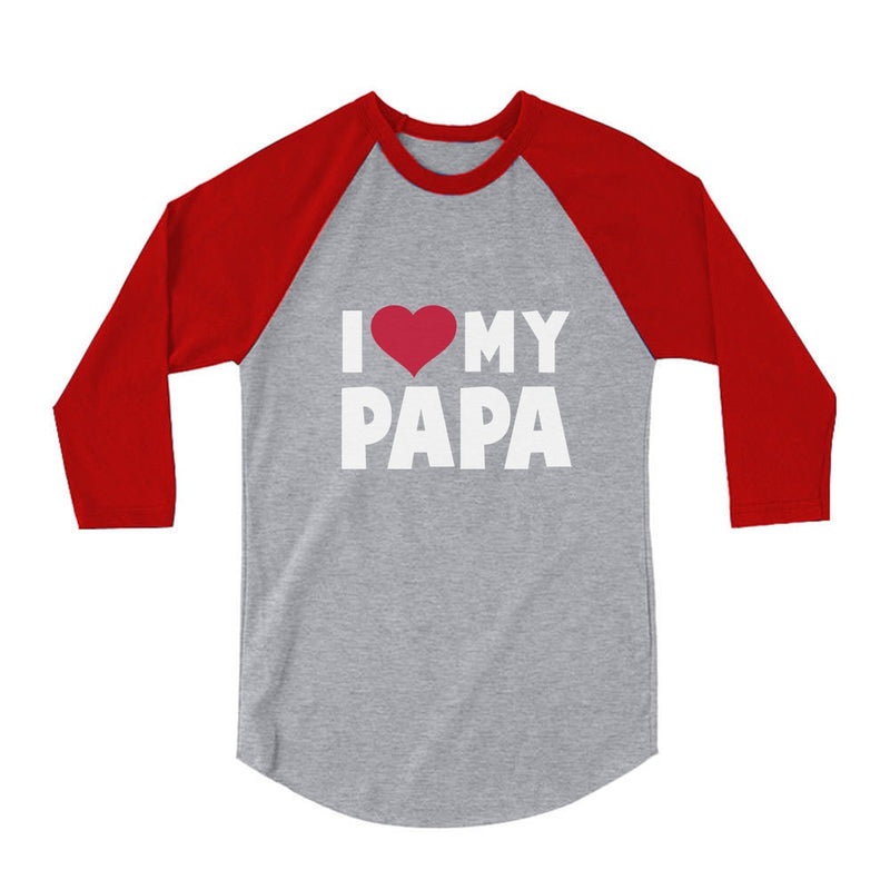 I Love Heart My Papa 3/4 Sleeve Baseball Jersey Toddler Shirt