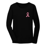 Breast Cancer Awareness  Pocket Size Pink Ribbon Women Long Sleeve T-Shirt