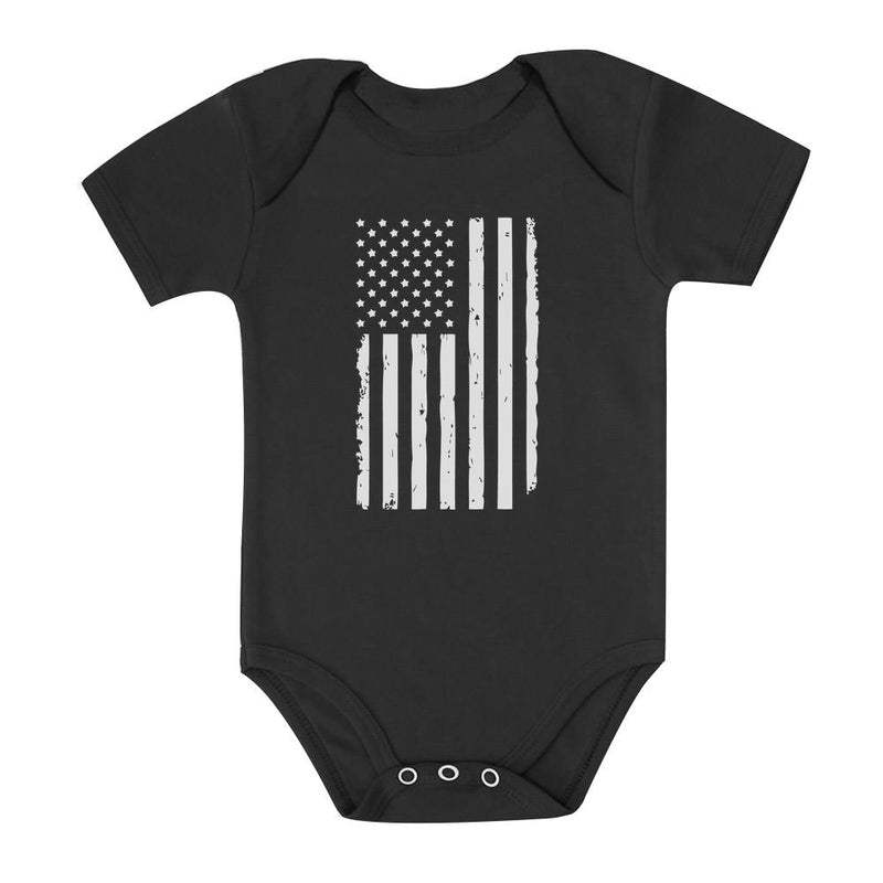 White Distressed U.S Flag Baby Bodysuit