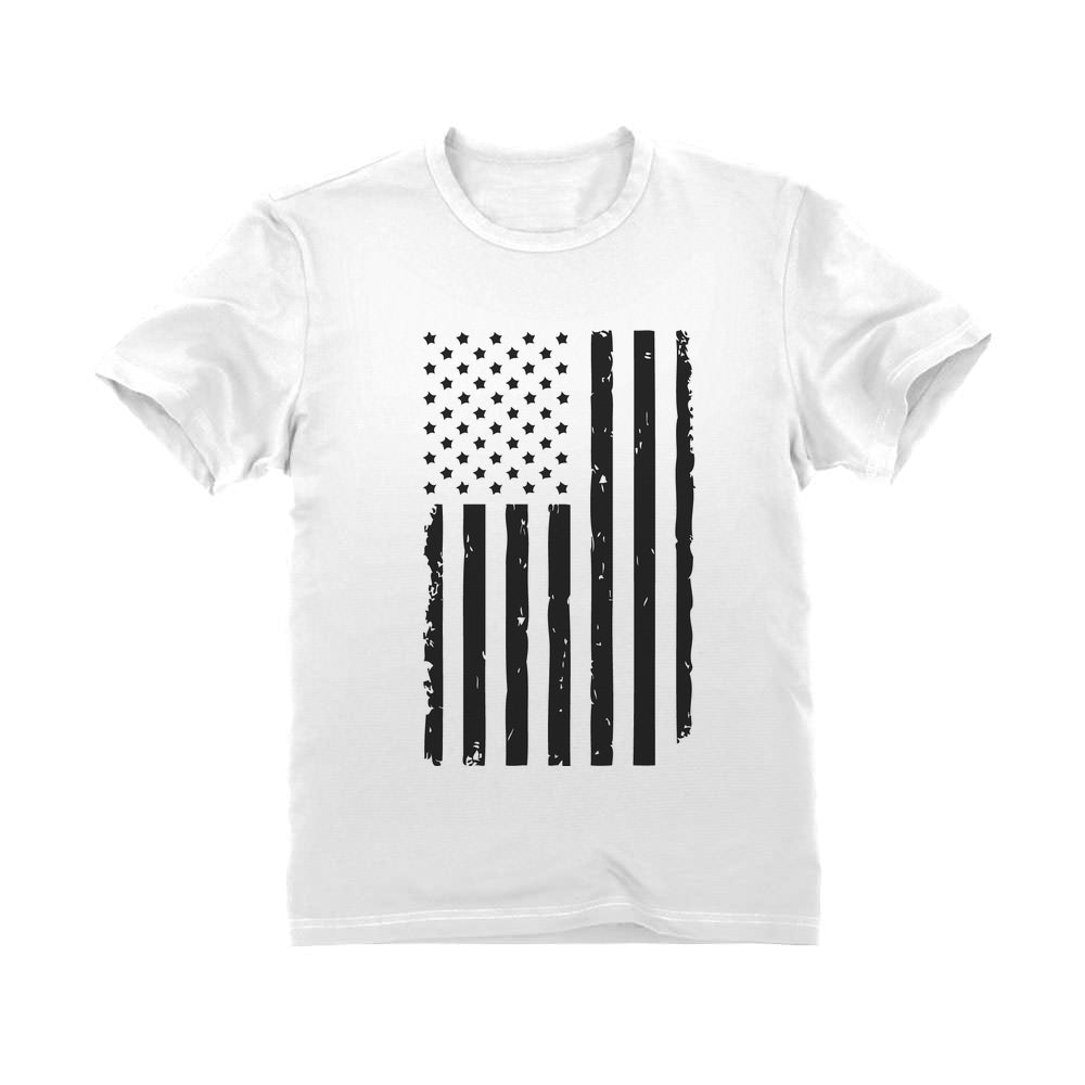 Black Distressed U.S Flag Toddler Kids T-Shirt