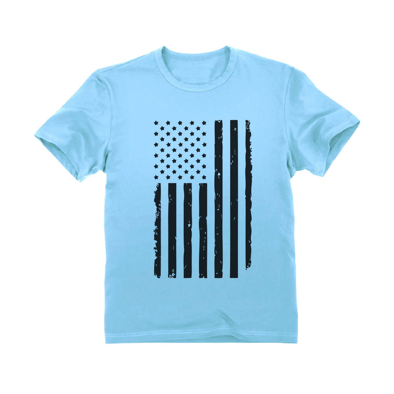 Black Distressed U.S Flag Toddler Kids T-Shirt