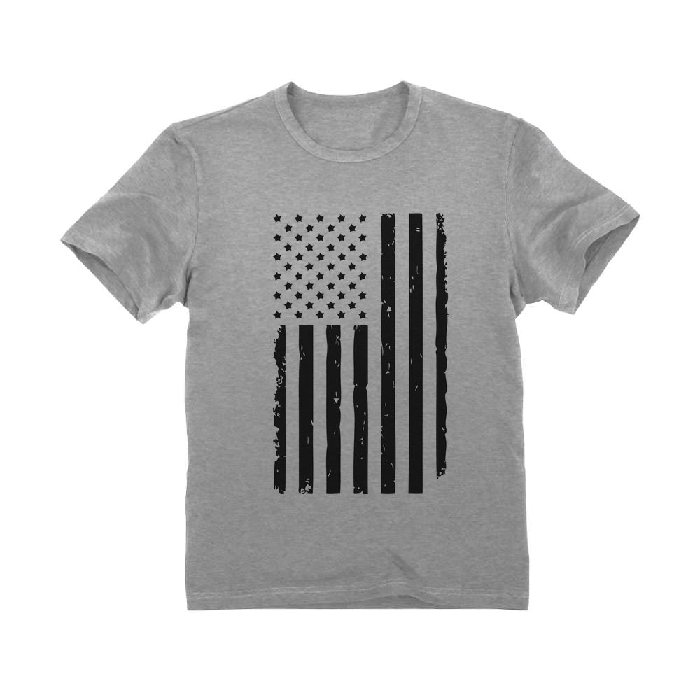 Black Distressed U.S Flag Toddler Kids T-Shirt