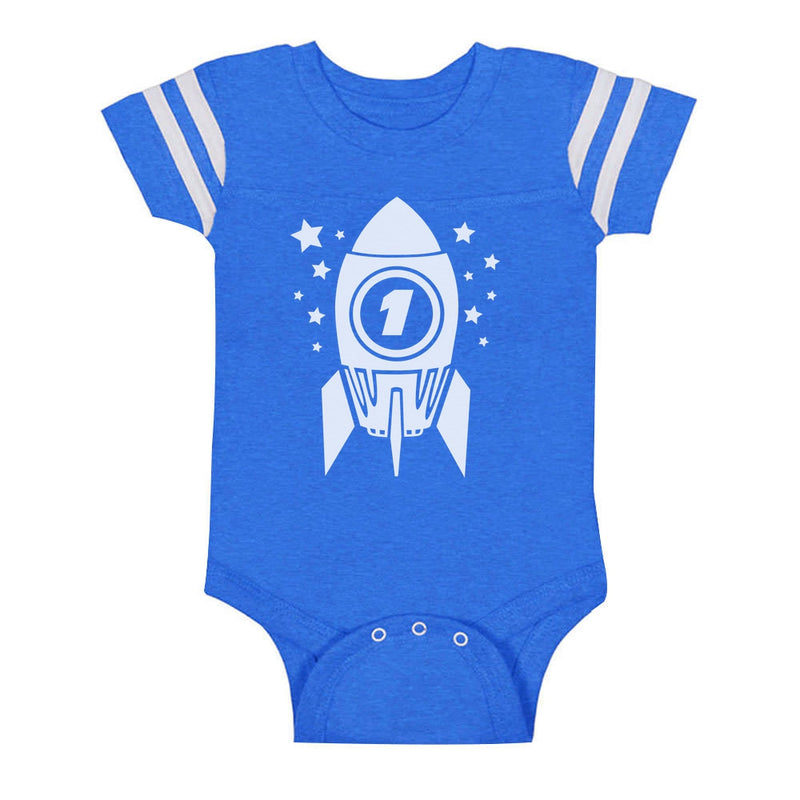1st Birthday Space Rocket Baby Jersey Bodysuit