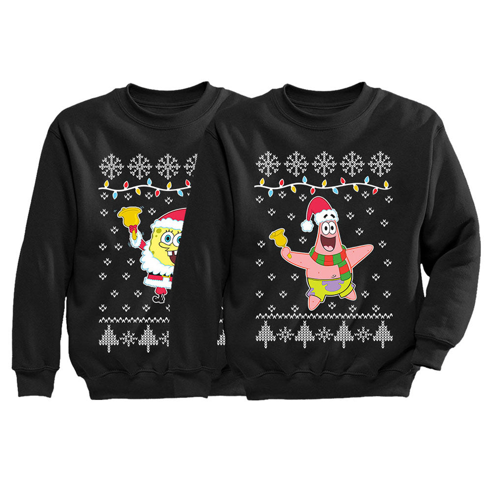 Spongebob & Patrick Ugly Christmas Youth Sweatshirt Set Siblings