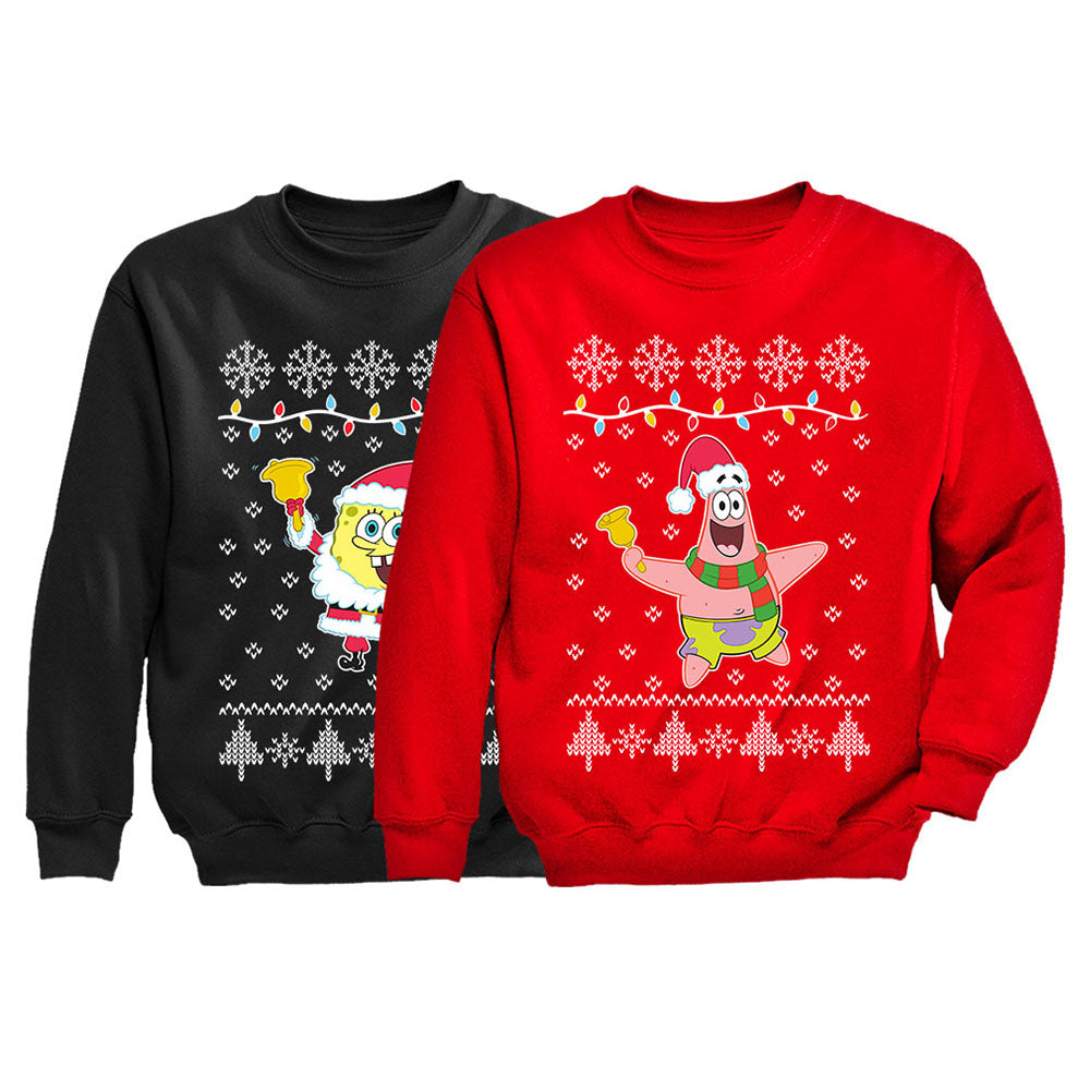 Spongebob & Patrick Ugly Christmas Youth Sweatshirt Set Siblings