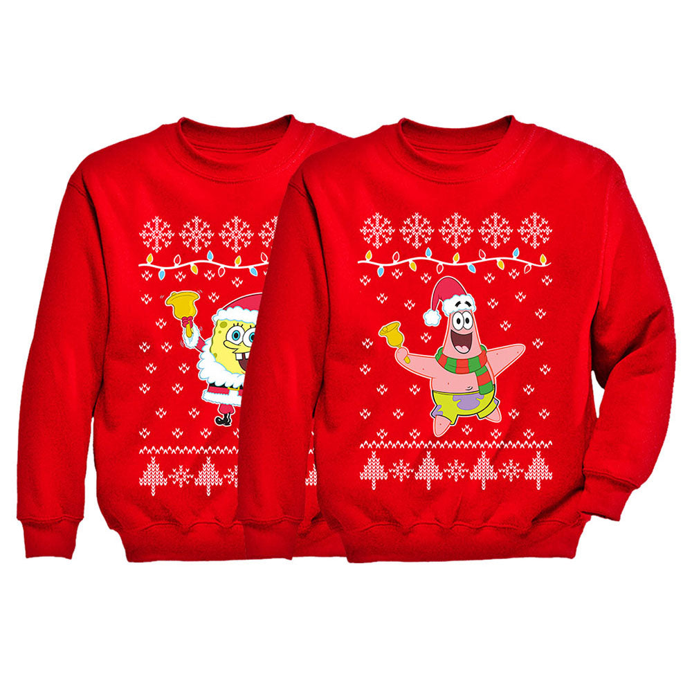 Spongebob & Patrick Ugly Christmas Youth Sweatshirt Set Siblings