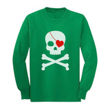 Pirate Skull & Heart Cute Valentine's Day Toddler Kids Long sleeve T-Shirt
