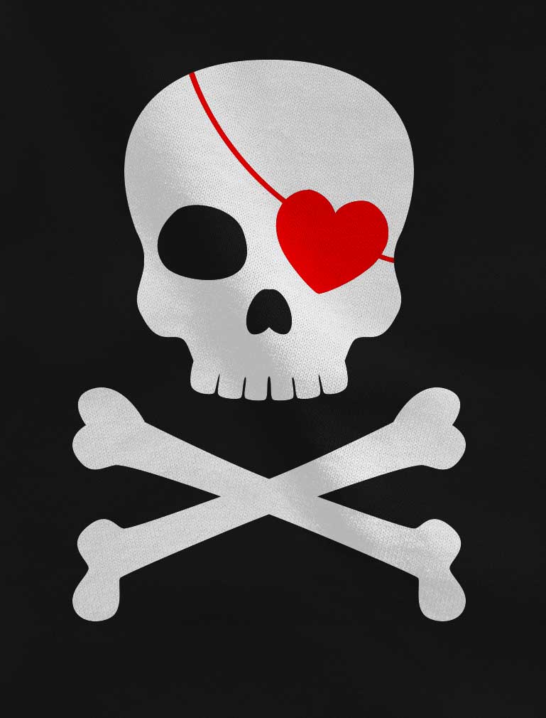 Pirate Skull & Heart Cute Valentine's Day Toddler Kids Long sleeve T-Shirt